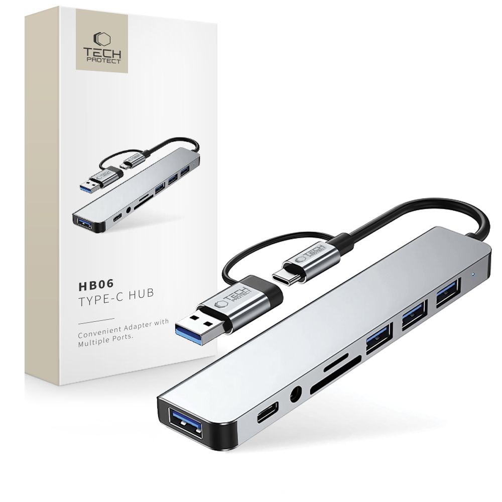 Tech-Protect Tech-Protect 8in1 USB-C/USB-A - USB-C/USB-A/SD/TF/AV3.5