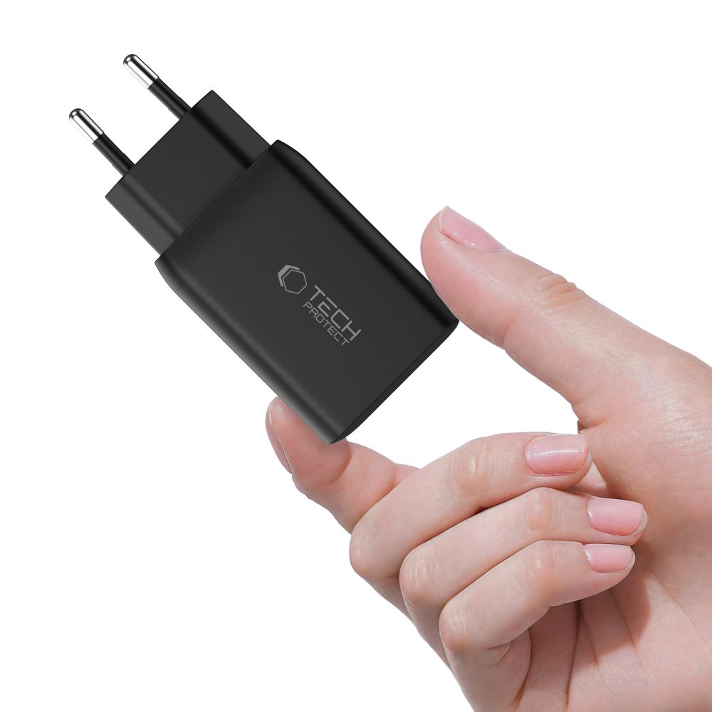 Tech-Protect Tech-Protect 45W PD 2x USB-C Väggladdare Svart