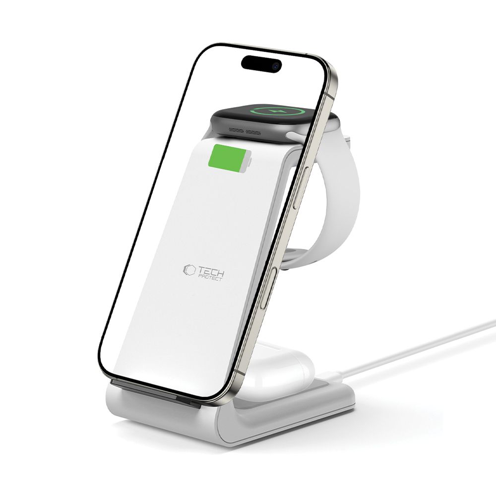 Tech-Protect Tech-Protect 15W Qi 3in1 Trådlös Laddare Apple Vit