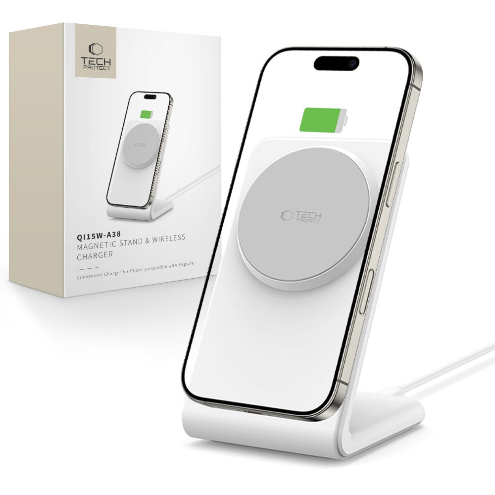 Tech-Protect Tech-Protect 15W Qi Magnetisk MagSafe Laddare Vit