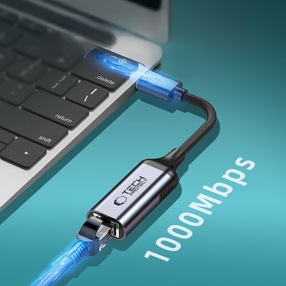 Tech-Protect Tech-Protect USB 3.0 - RJ45 Ethernet Adapter Ultraboost Svart