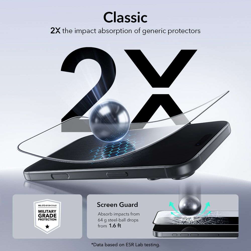 ESR ESR iPhone 17 Pro 2-PACK Skärmskydd UltraFit Härdat Glas Transparent