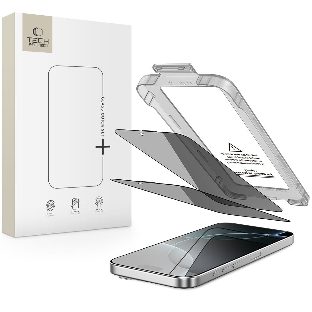 Tech-Protect Tech-Protect iPhone 16 Pro 2-PACK Skärmskydd Quick Set Spy+ Privacy