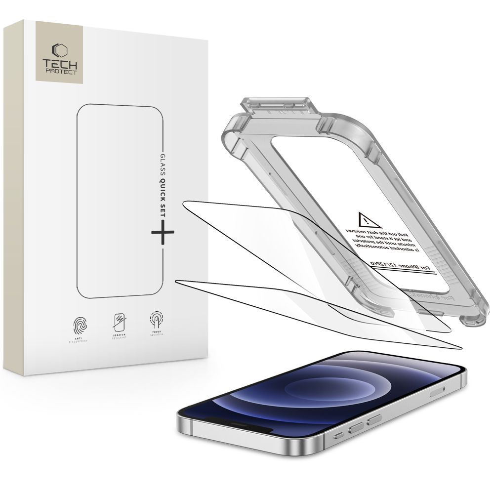 Tech-Protect Tech-Protect iPhone 12 / 12 Pro 2-PACK Skärmskydd Quick Set+ Svart