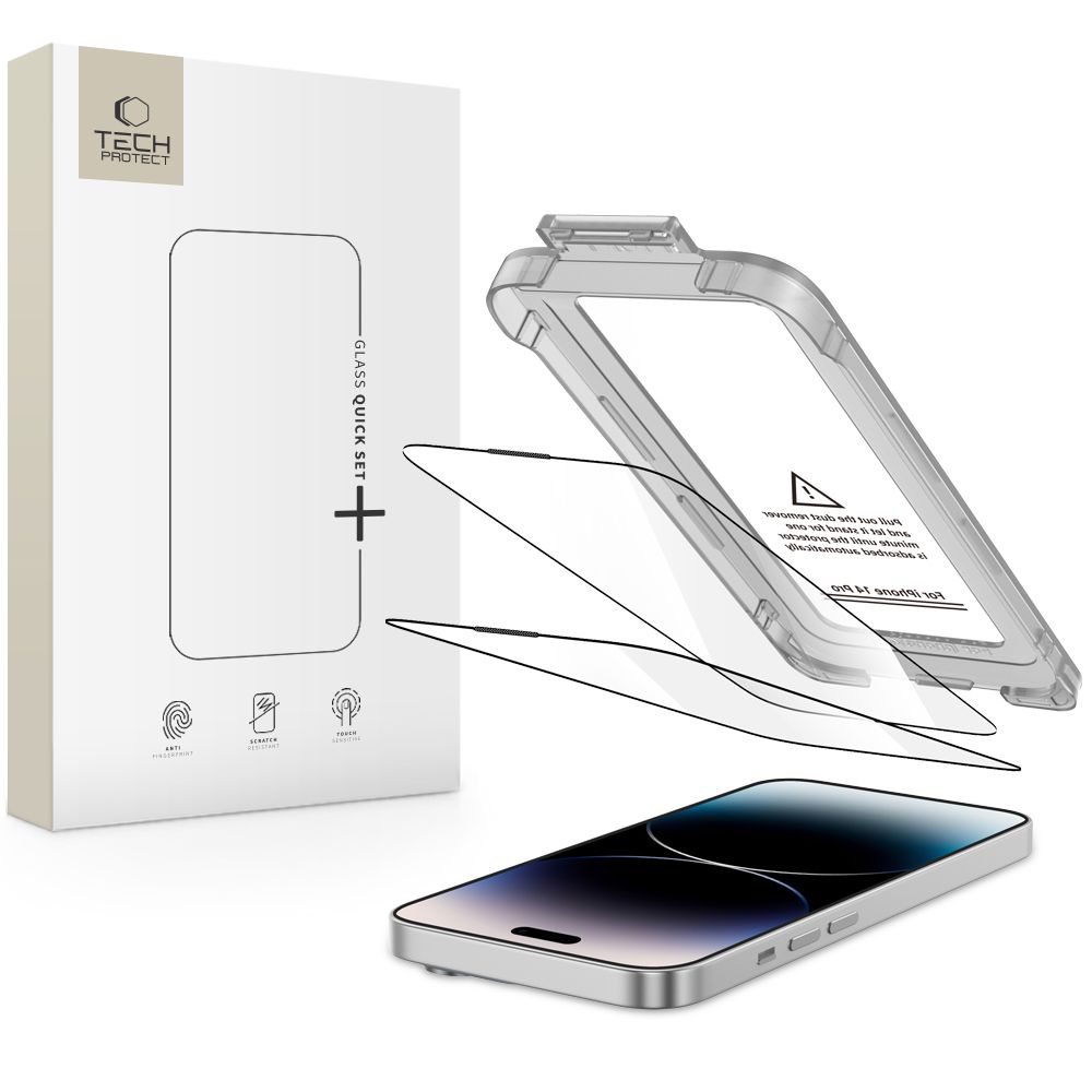 Tech-Protect Tech-Protect iPhone 14 Pro 2-PACK Skärmskydd Quick Set+ Svart