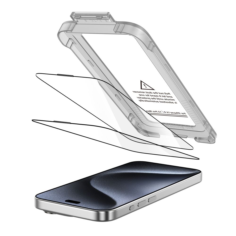 Tech-Protect Tech-Protect iPhone 15 Pro Max 2-PACK Skärmskydd Quick Set+ Svart