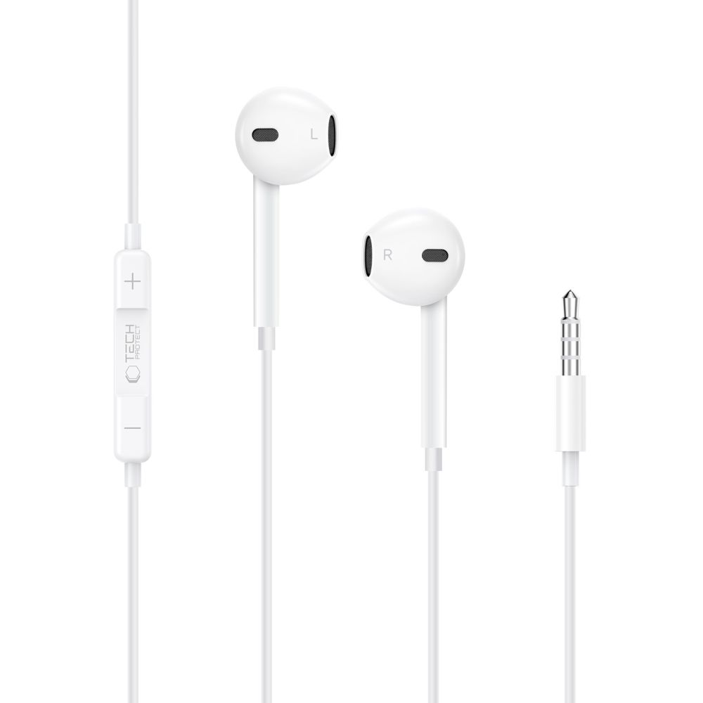 Tech-Protect Tech-Protect In-Ear Hörlurar 3.5 mm AUX UltraBoost Vit