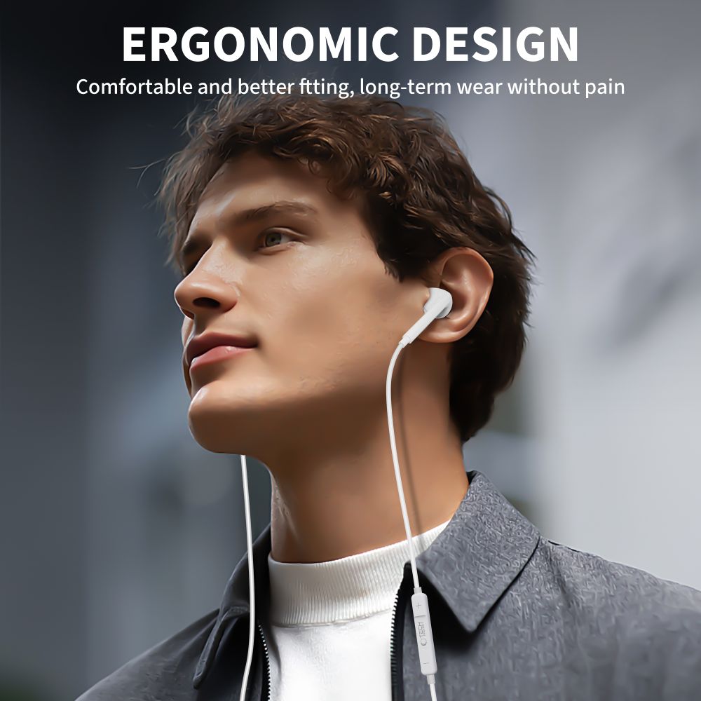 Tech-Protect Tech-Protect In-Ear Hörlurar 3.5 mm AUX UltraBoost Vit