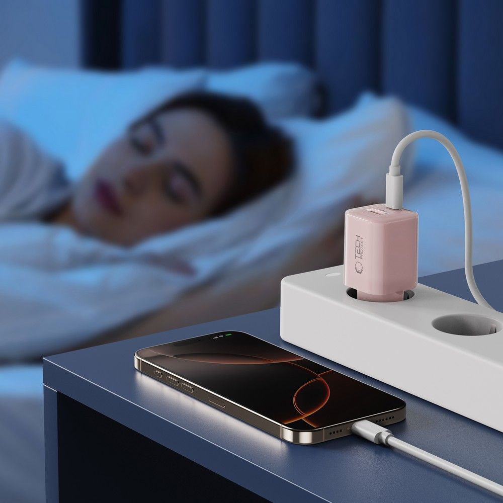 Tech-Protect Tech-Protect 33W Väggladdare PD QC USB-C / USB-A Baby Pink