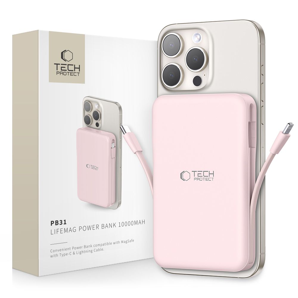 Tech-Protect Tech-Protect 10000 mAh MagSafe Powerbank LifeMag Rosa