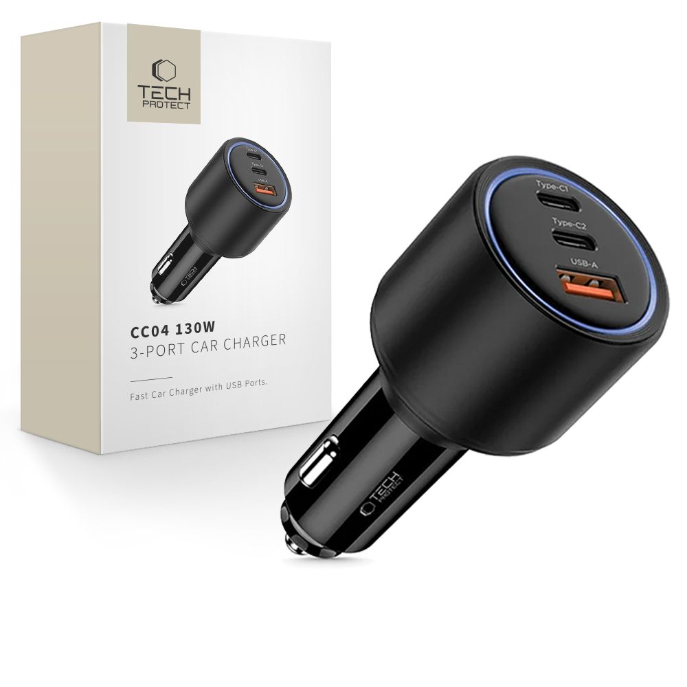 Tech-Protect Tech-Protect 130W PD USB-C / USB-A Billaddare Svart