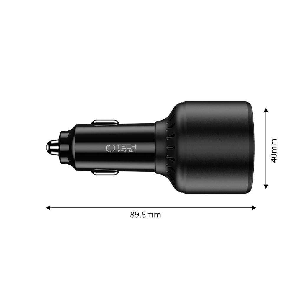 Tech-Protect Tech-Protect 130W PD USB-C / USB-A Billaddare Svart