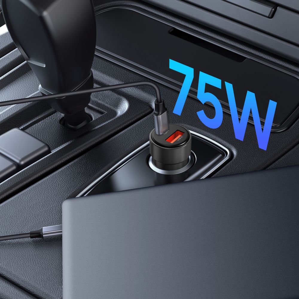 Tech-Protect Tech-Protect 75W PD USB-C / USB-A Billaddare Svart