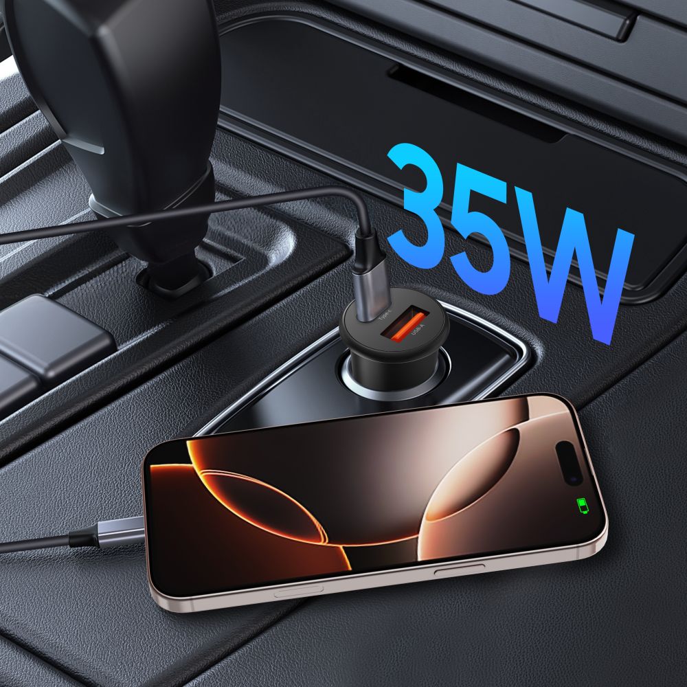 Tech-Protect Tech-Protect 35W PD QC USB-C / USB-A Billddare Svart