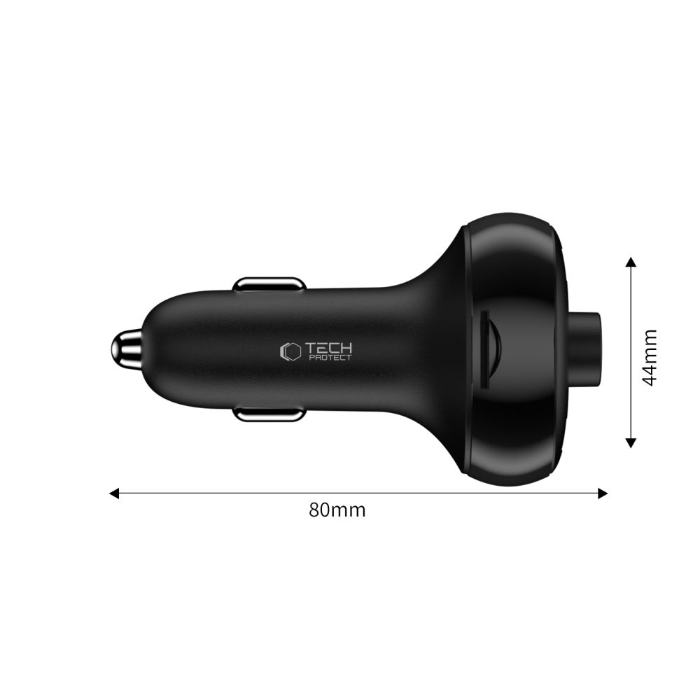 Tech-Protect Tech-Protect 72W PD USB-C / USB-A Billaddare Med Bluetooth FM Sändare