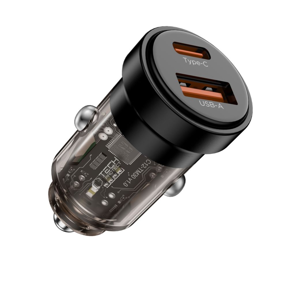 Tech-Protect Tech-Protect 45W PD QC Billaddare USB-C / USB-A Svart
