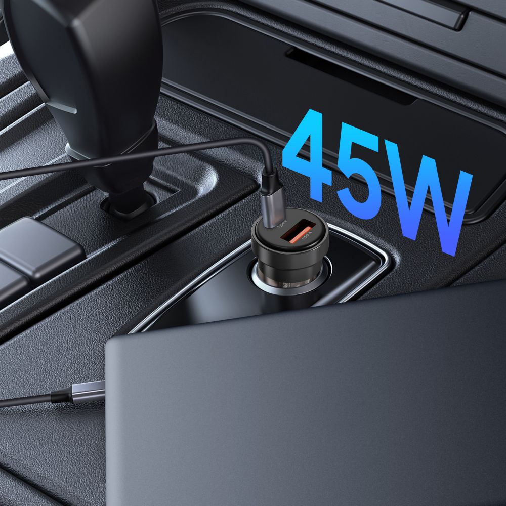 Tech-Protect Tech-Protect 45W PD QC Billaddare USB-C / USB-A Svart