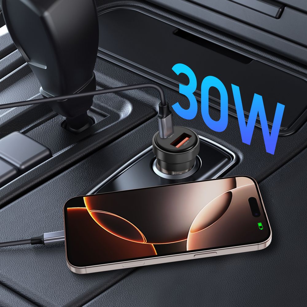 Tech-Protect Tech-Protect 30W PD QC Billaddare USB-C / USB-A Svart