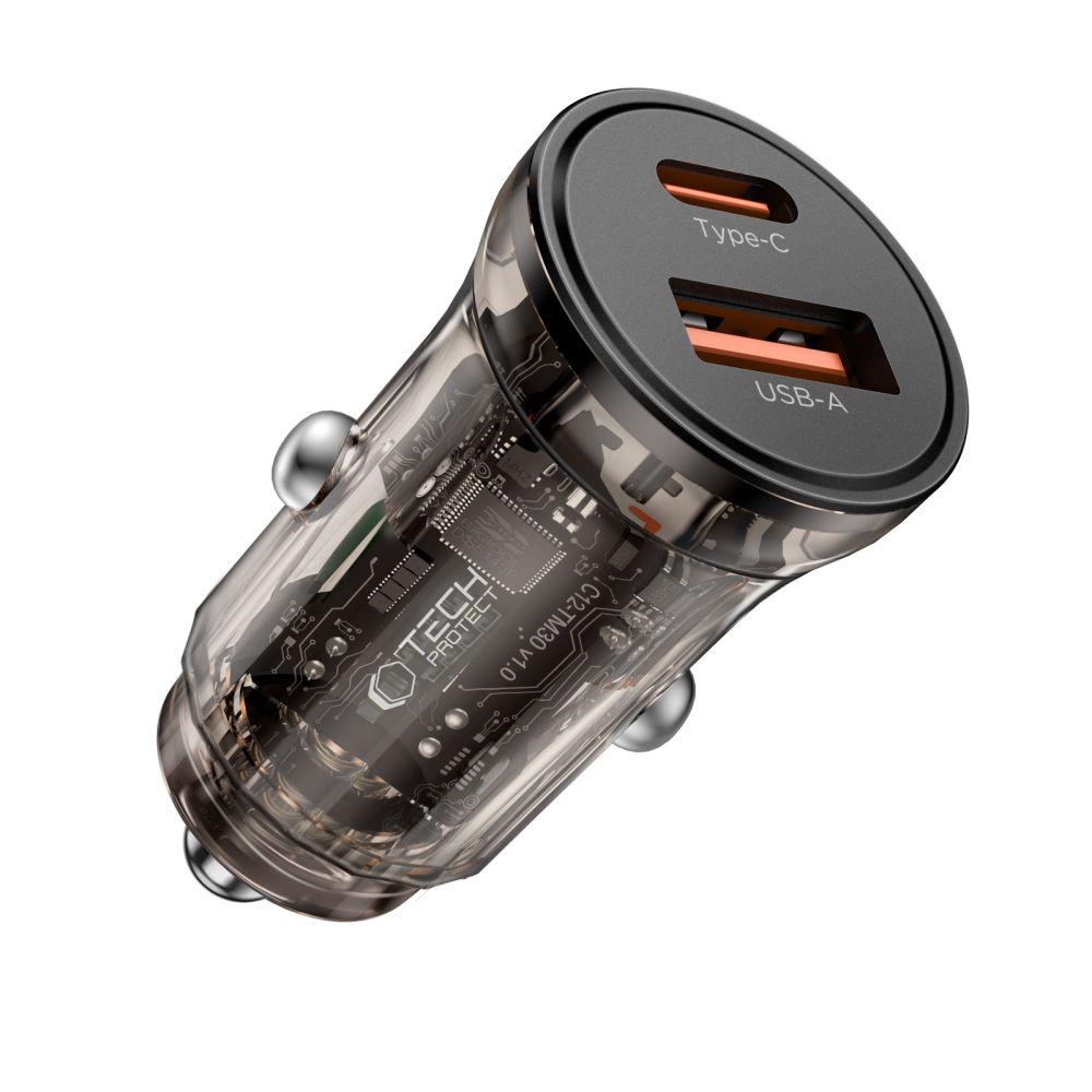 Tech-Protect Tech-Protect 30W PD QC Billaddare USB-C / USB-A Svart