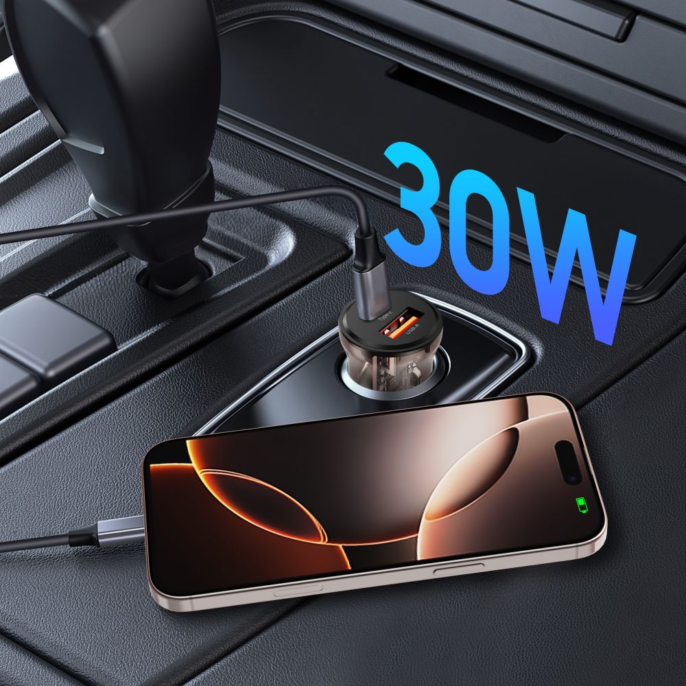 Tech-Protect Tech-Protect 30W PD QC Billaddare USB-C / USB-A Svart