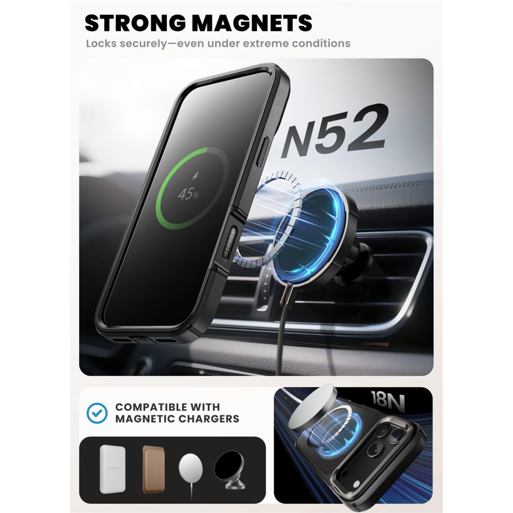 Supcase Supcase iPhone 17 Pro Max Skal MagSafe Iblsn Ares Flip Svart