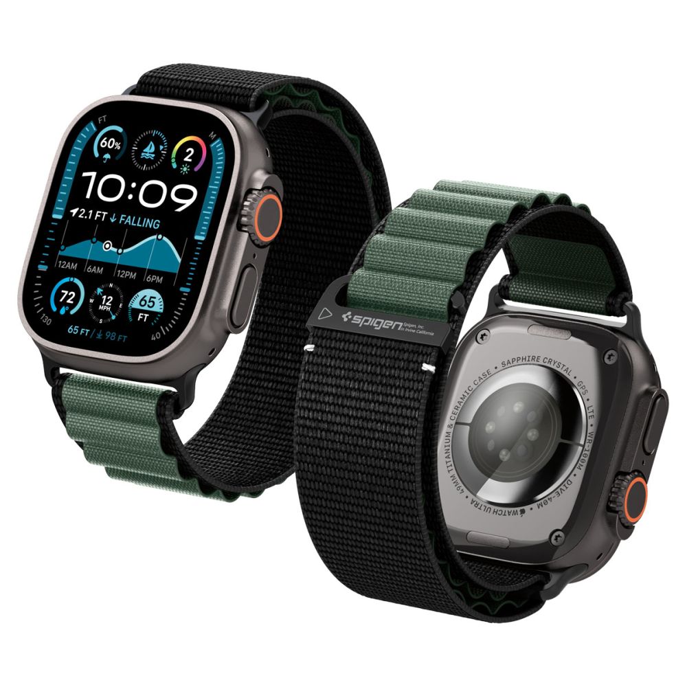Spigen Spigen Apple Watch 42/44/45/46/49 mm Armband Svart/Grön