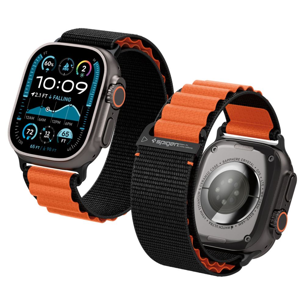 Spigen Spigen Apple Watch 42/44/45/46/49 mm Armband Svart/Orange