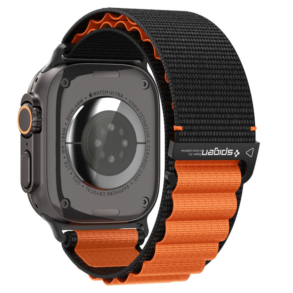 Spigen Spigen Apple Watch 42/44/45/46/49 mm Armband Svart/Orange