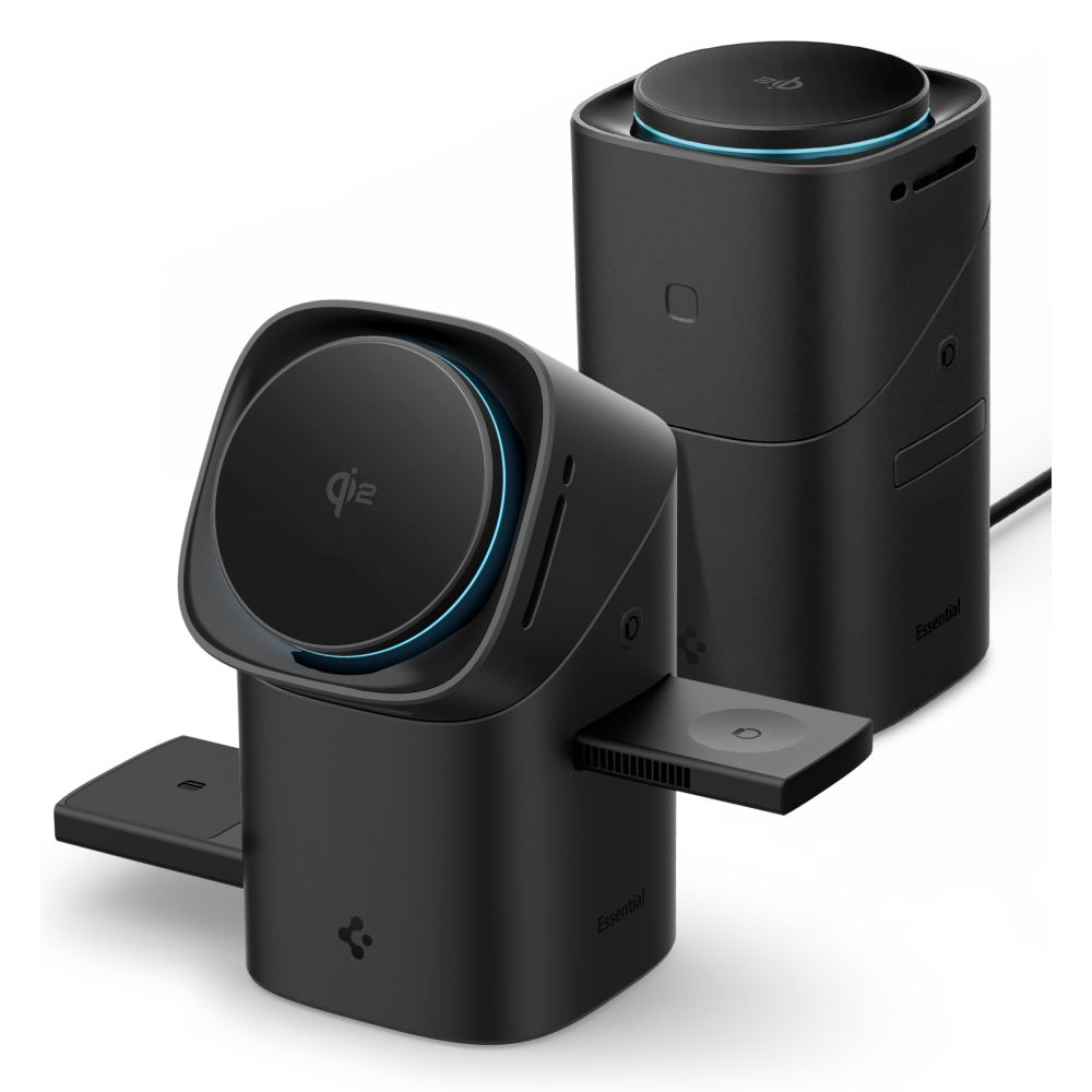 Spigen Spigen 3in1 Qi2 Magnetisk MagSafe Trådlös Laddare Svart