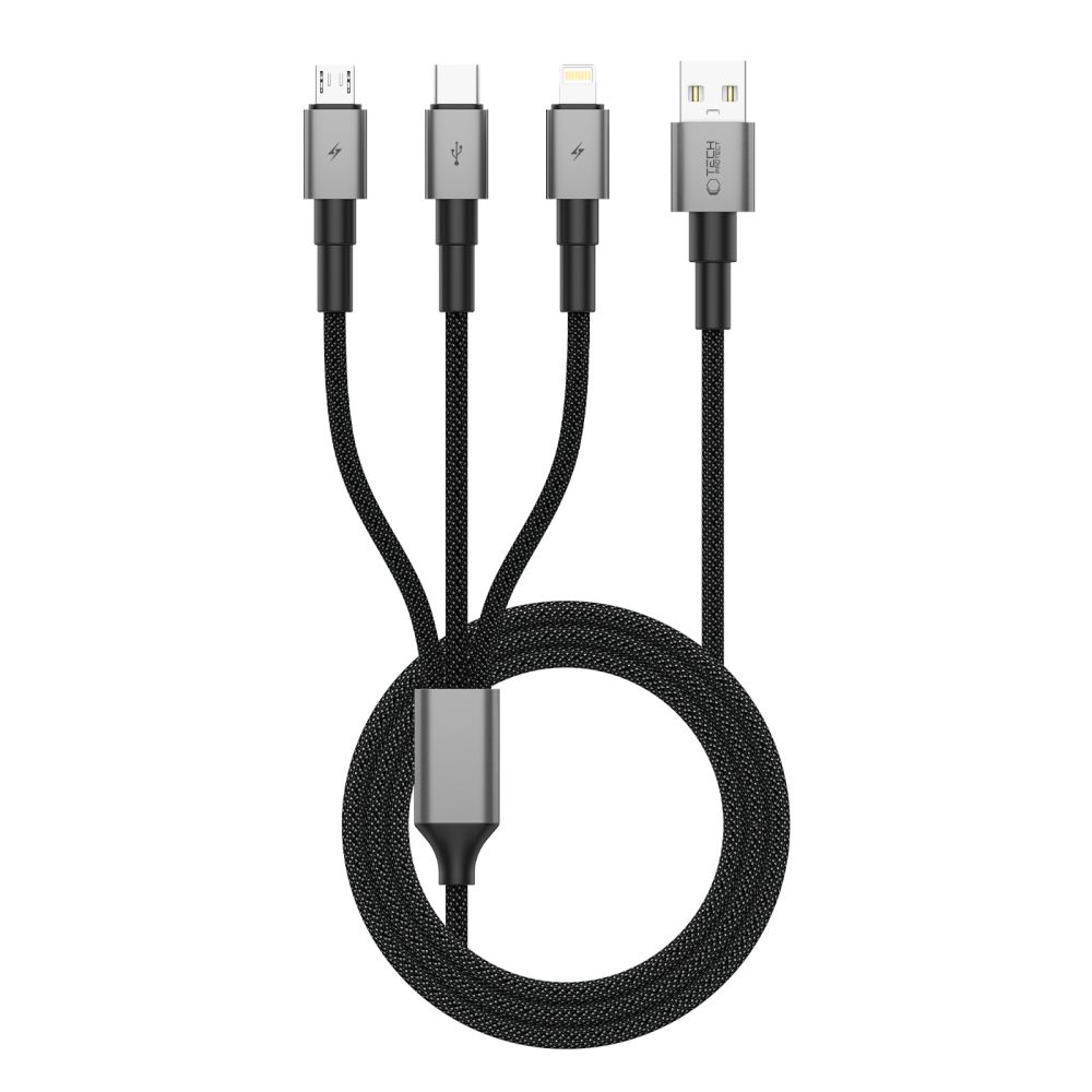 Tech-Protect Tech-Protect 1.2m 3in1 USB-C/Lightning/Micro USB Kabel Iron Grey