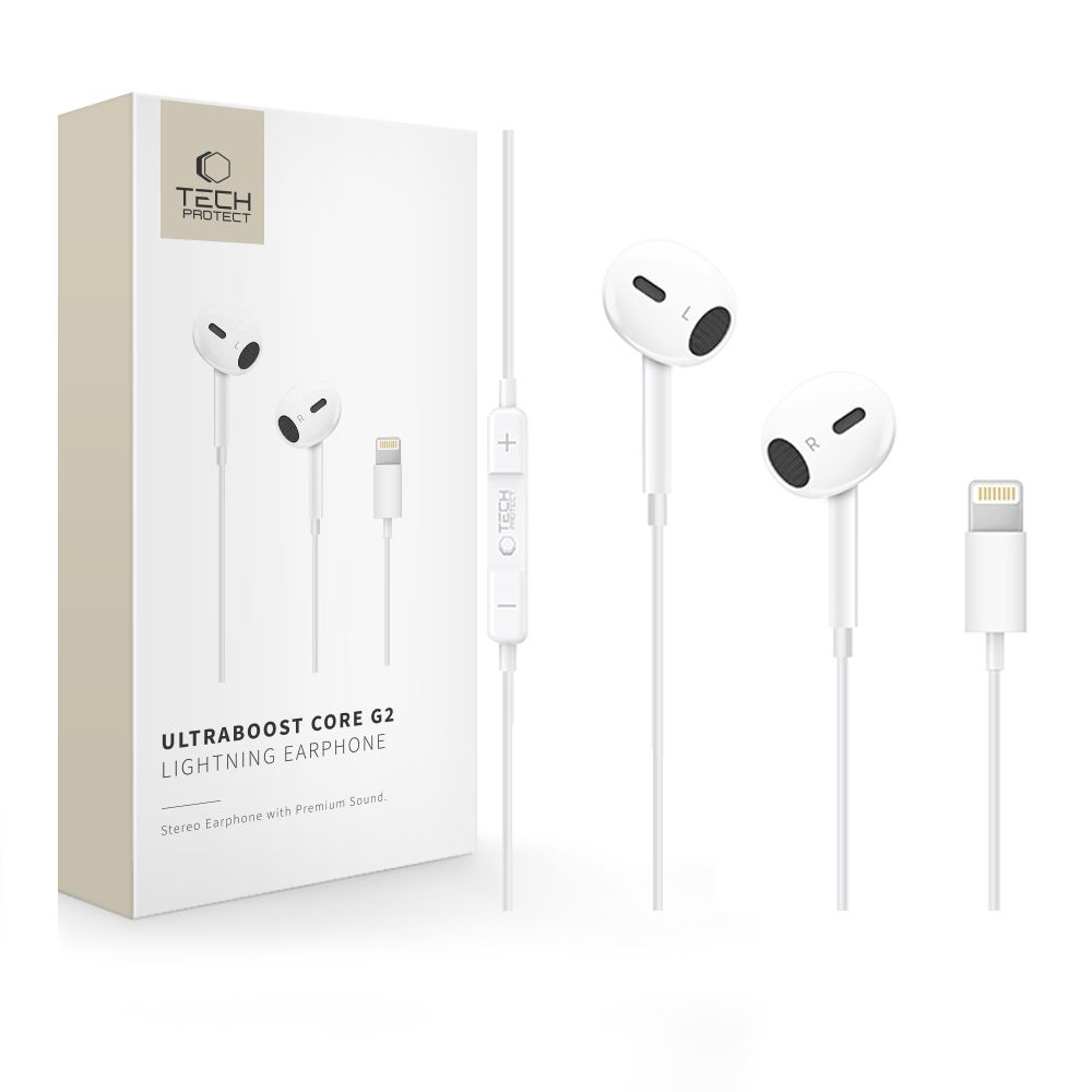 Tech-Protect Tech-Protect In-Ear Hörlurar Lightning UltraBoost Vit