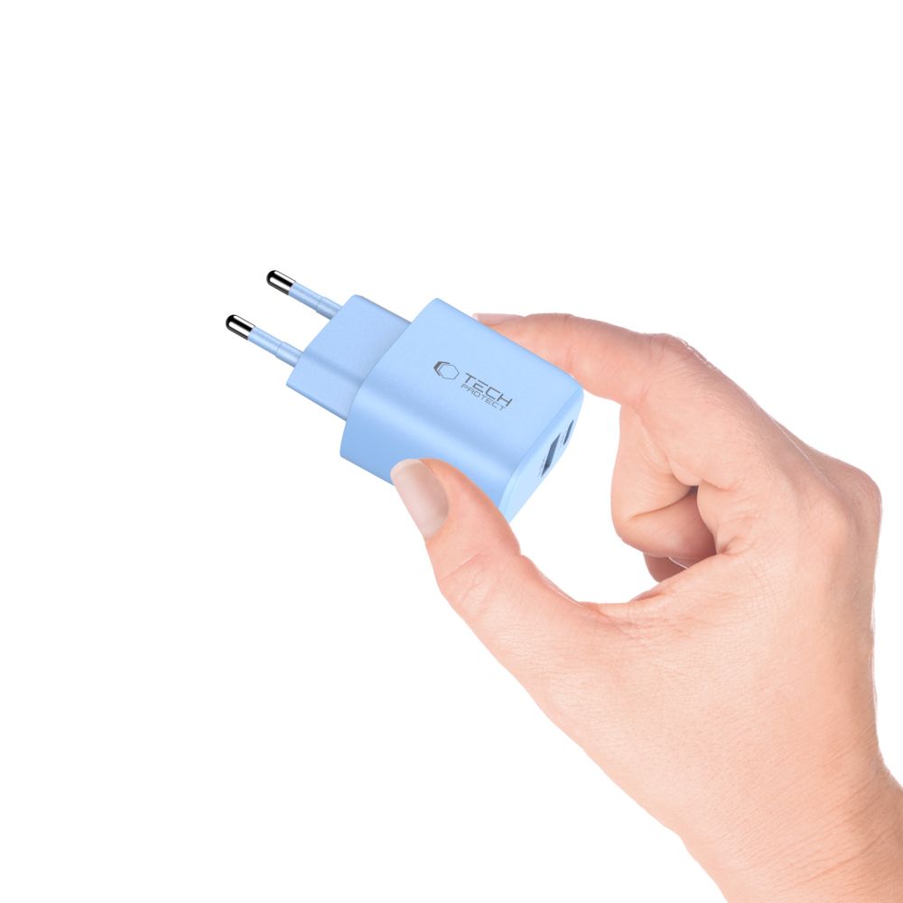 Tech-Protect Tech-Protect 30W Väggladdare PD QC3.0 USB-C / USB-A Baby Blue