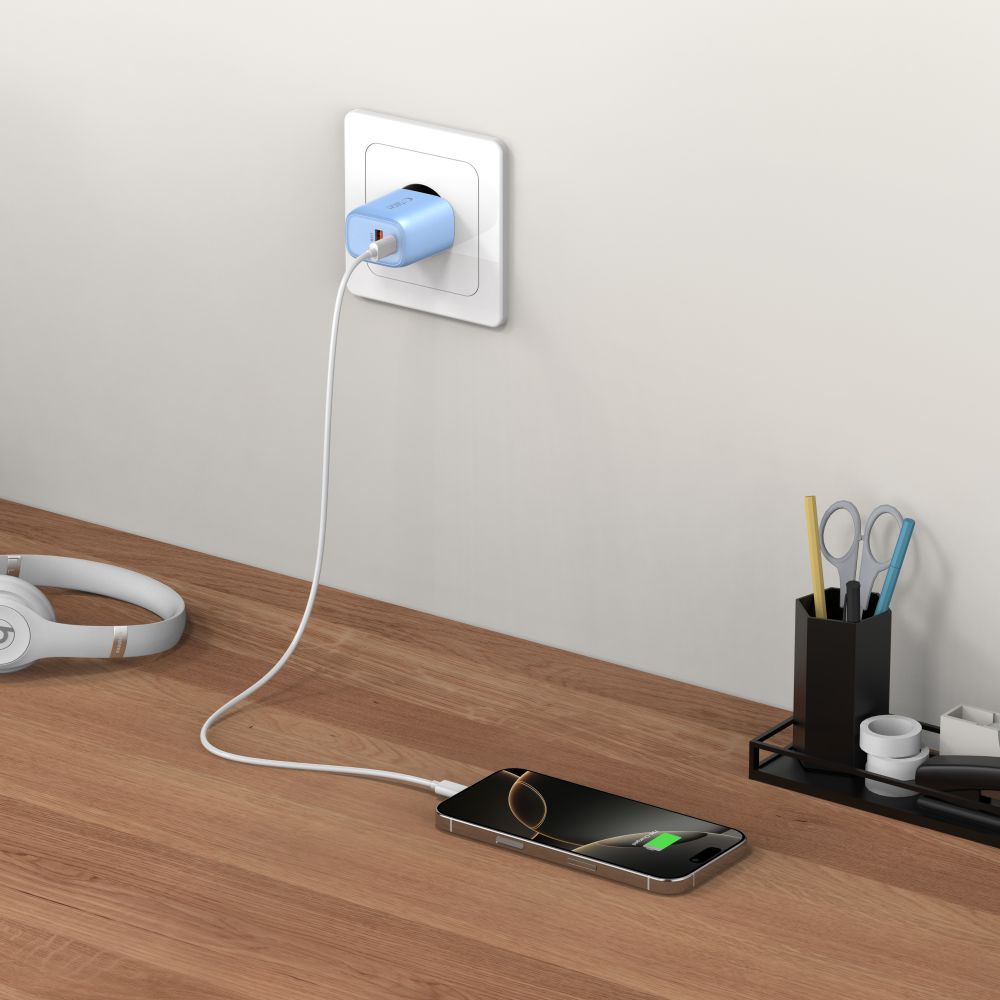 Tech-Protect Tech-Protect 30W Väggladdare PD QC3.0 USB-C / USB-A Baby Blue