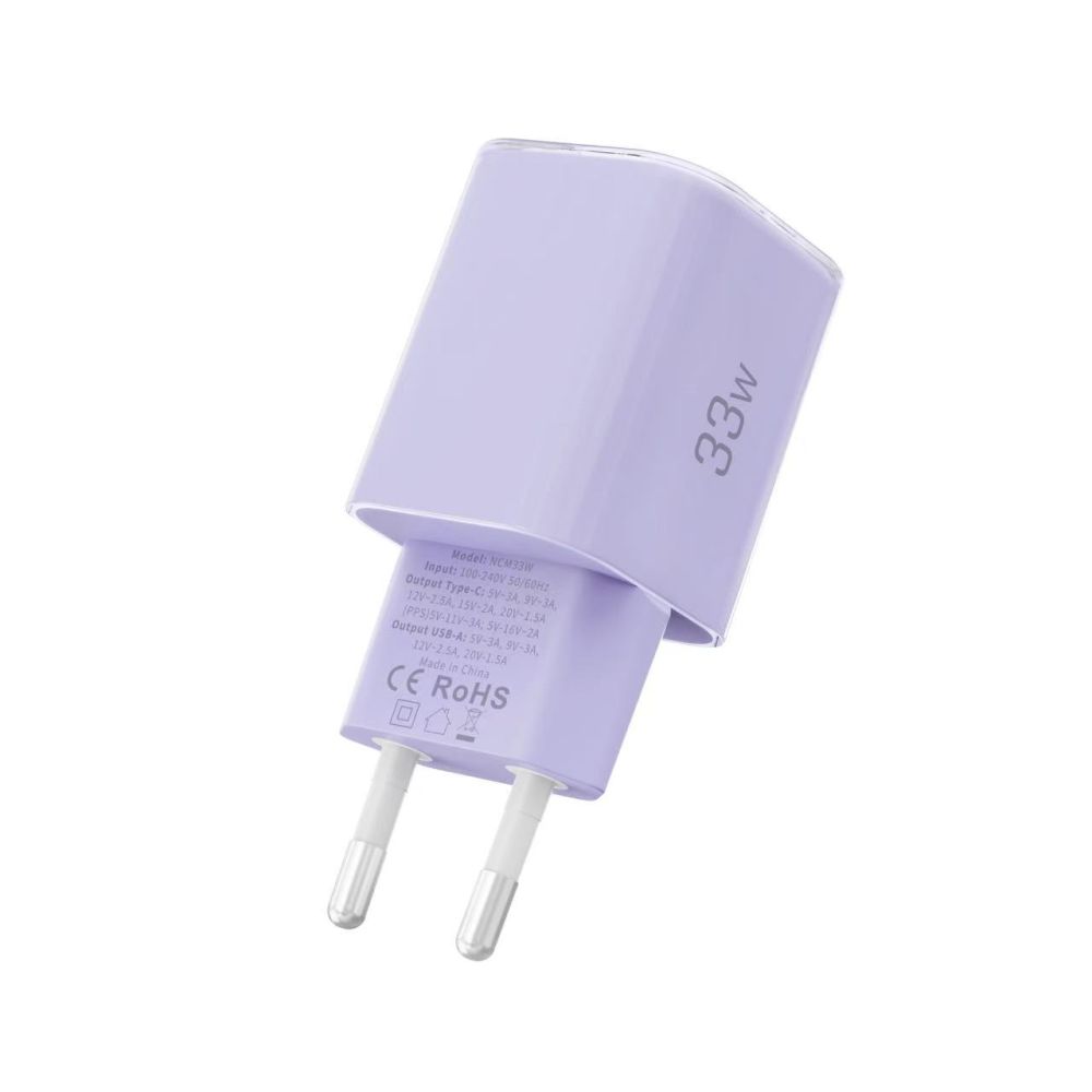 Tech-Protect Tech-Protect 33W Väggladdare PD QC3.0 USB-C / USB-A Baby Purple