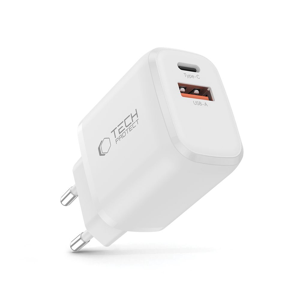 Tech-Protect Tech-Protect 20W Väggladdare PD QC3.0 USB-C / USB-A Vit