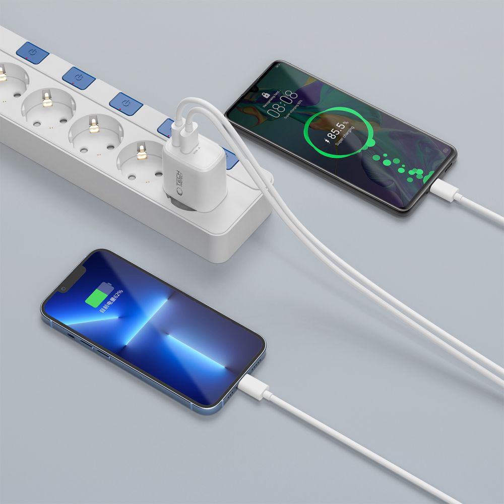 Tech-Protect Tech-Protect 20W Väggladdare PD QC3.0 USB-C / USB-A Vit