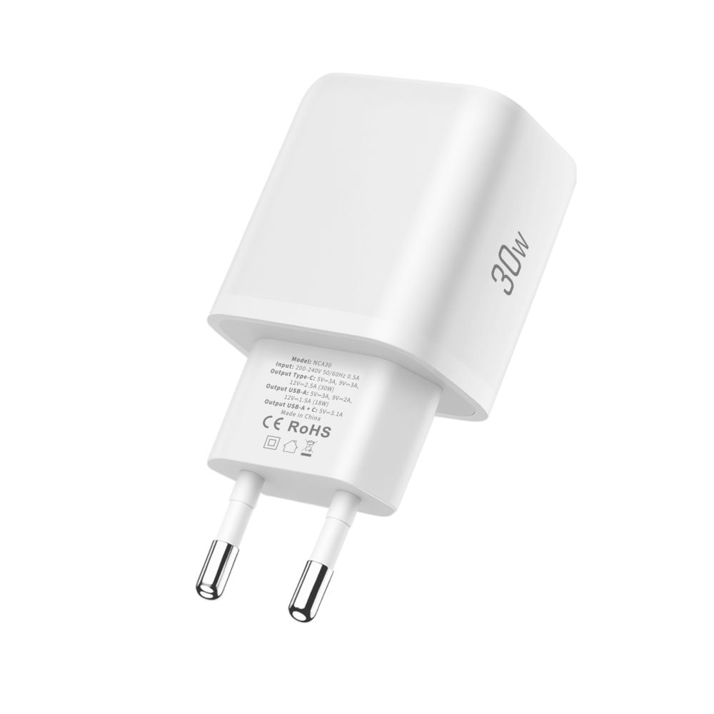 Tech-Protect Tech-Protect 30W Väggladdare PD Inkl. USB-C - USB-C Kabel Vit