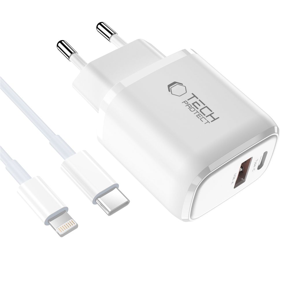 Tech-Protect Tech-Protect 30W Väggladdare PD Inkl. Lightning - USB-C Kabel Vit