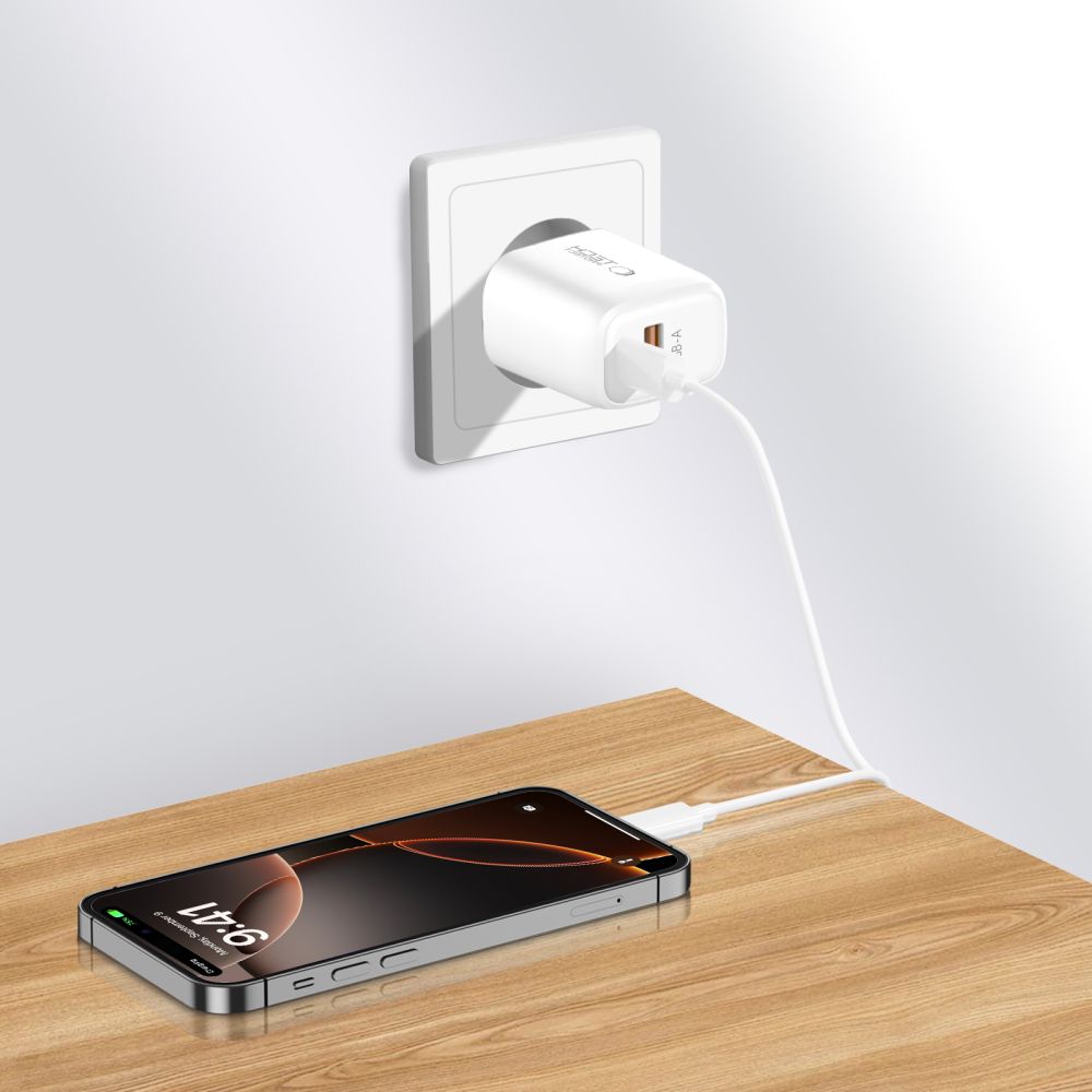 Tech-Protect Tech-Protect 30W Väggladdare PD QC3.0 USB-C / USB-A Vit