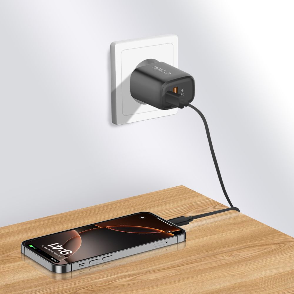 Tech-Protect Tech-Protect 30W Väggladdare PD QC3.0 USB-C / USB-A Svart