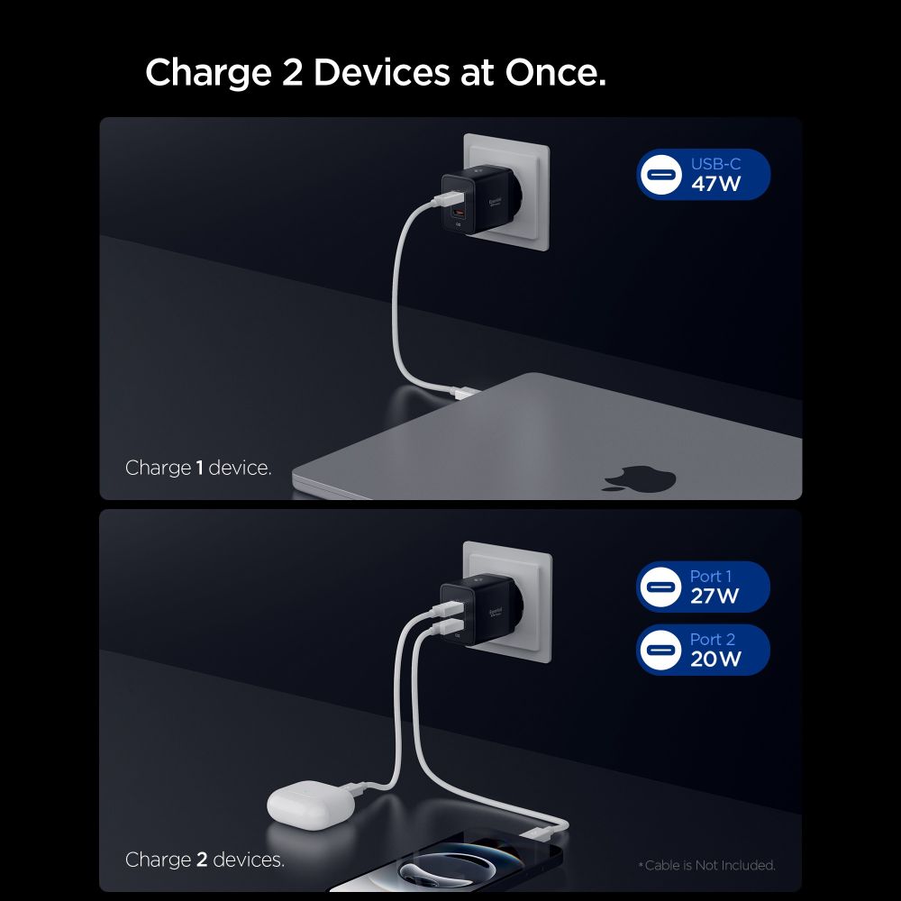 Spigen Spigen 47W Väggladdare USB-C Essential Svart