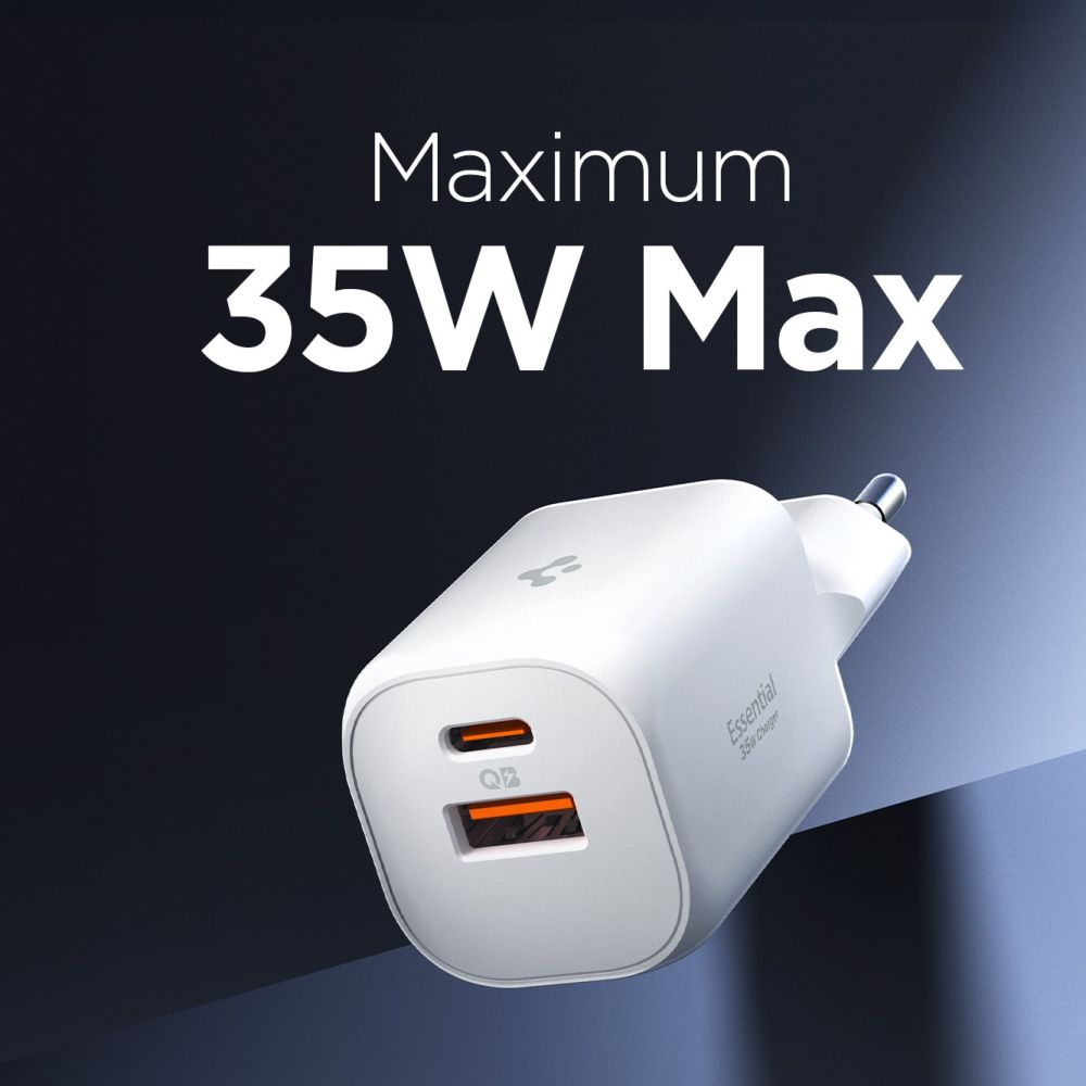 Spigen Spigen 35W Väggladdare USB-C / USB-A Essential Vit