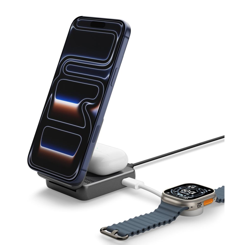 Spigen Spigen 25W Qi2.2 Trådlös 2in1 Magnetisk MagSafe Laddare Svart