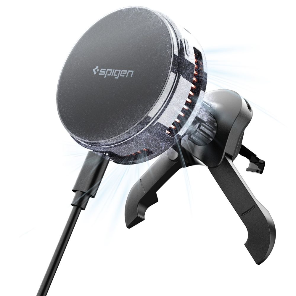 Spigen Spigen Qi2.2 Magnetisk MagSafe Billaddare Luftventil Svart
