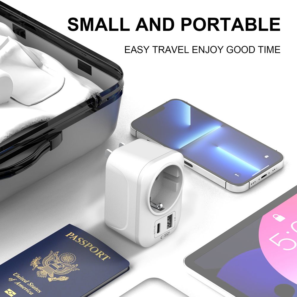 Tech-Protect Tech-Protect Reseadapter US Till EU Vit