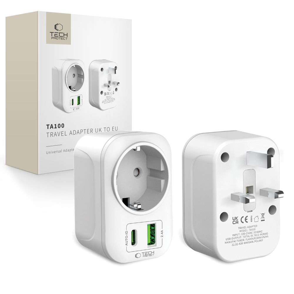 Tech-Protect Tech-Protect Reseadapter UK Till EU Vit