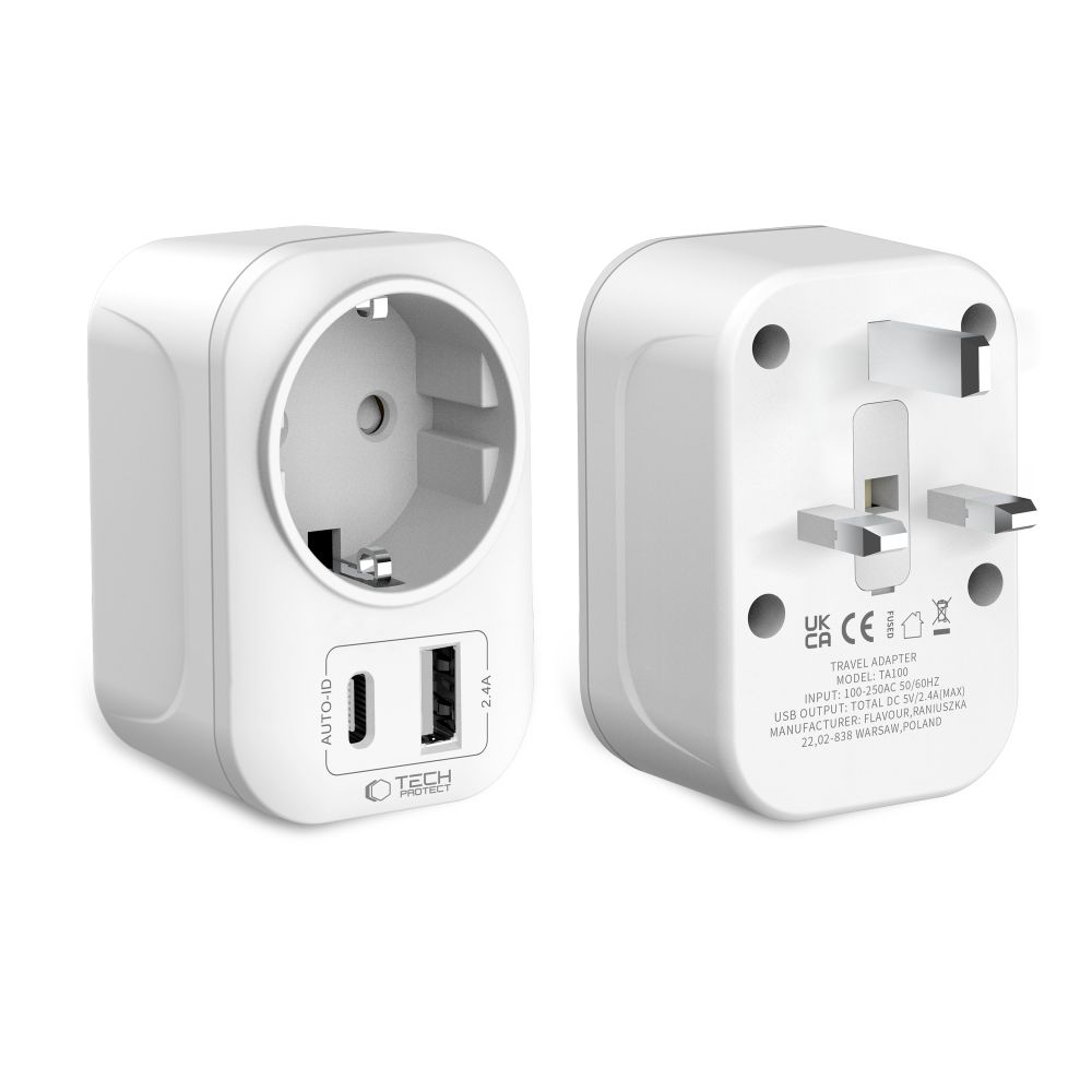 Tech-Protect Tech-Protect Reseadapter UK Till EU Vit