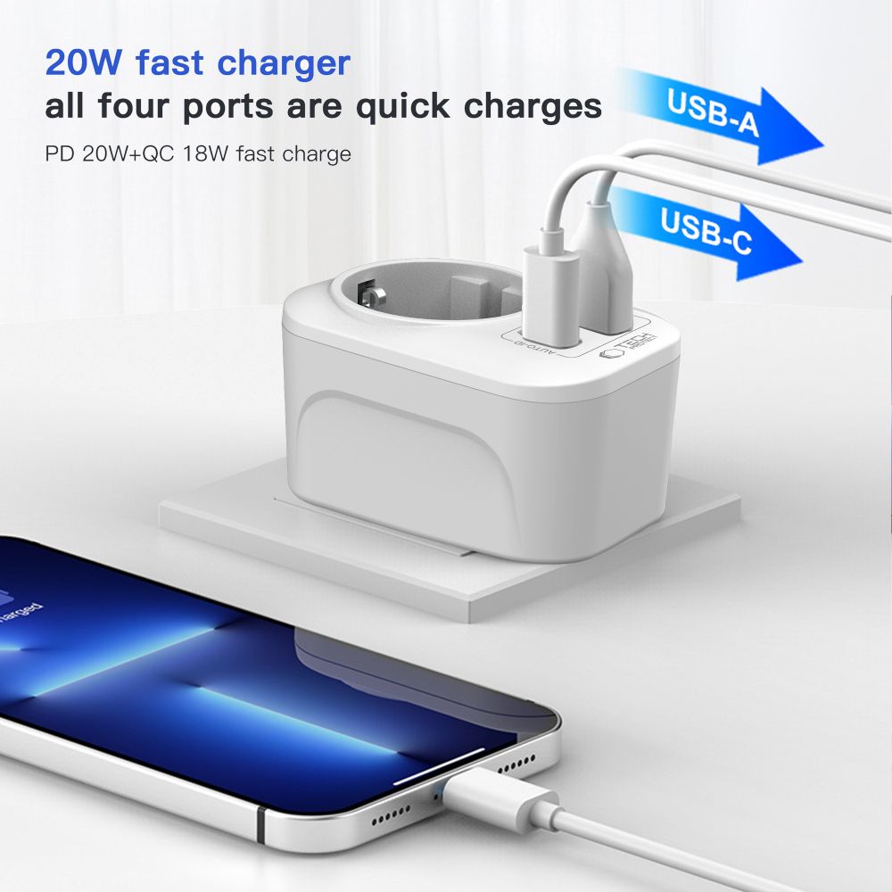 Tech-Protect Tech-Protect Reseadapter UK Till EU Vit
