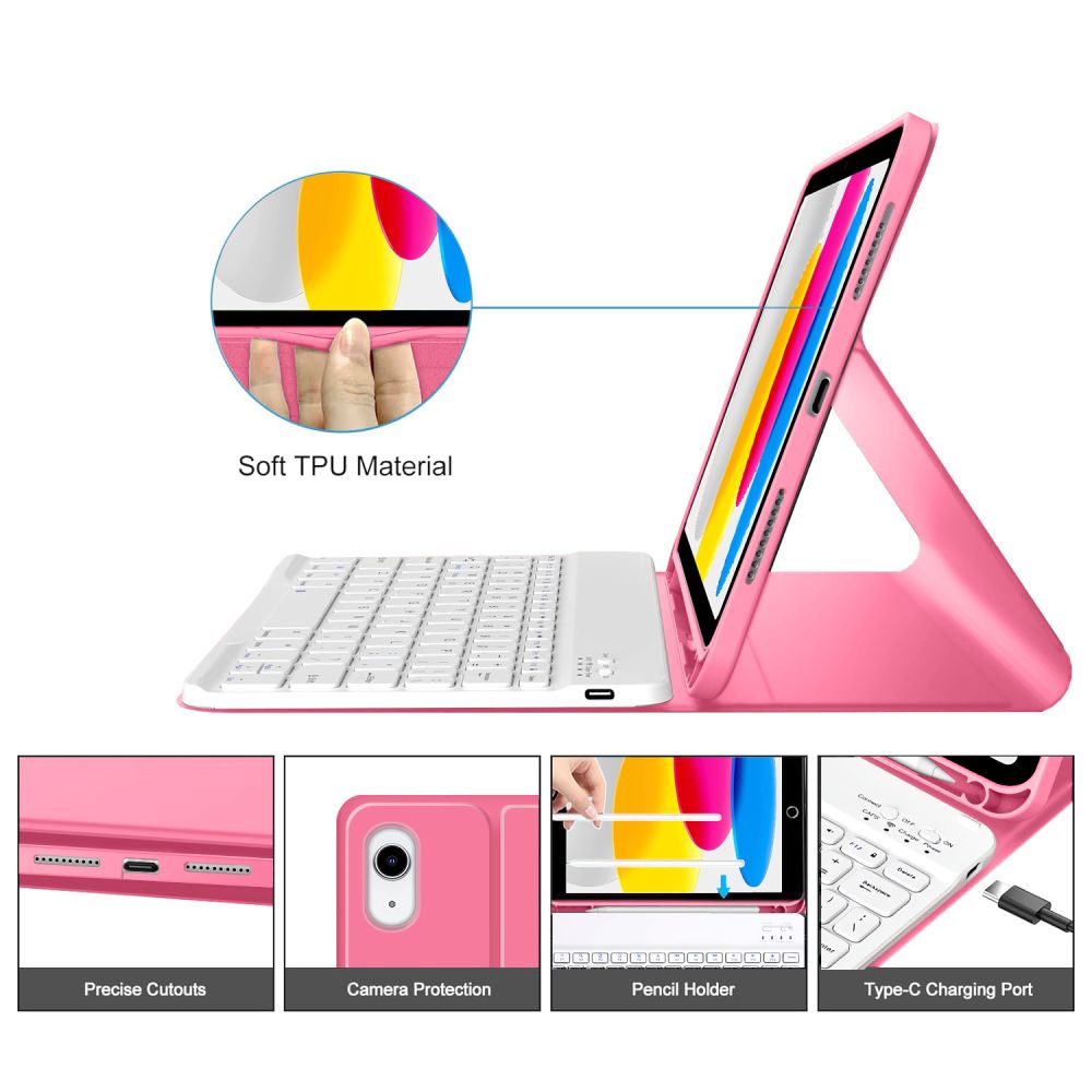 Tech-Protect Tech-Protect iPad 11 2025/10.9 2022 Fodral SC Tangentbord Magenta