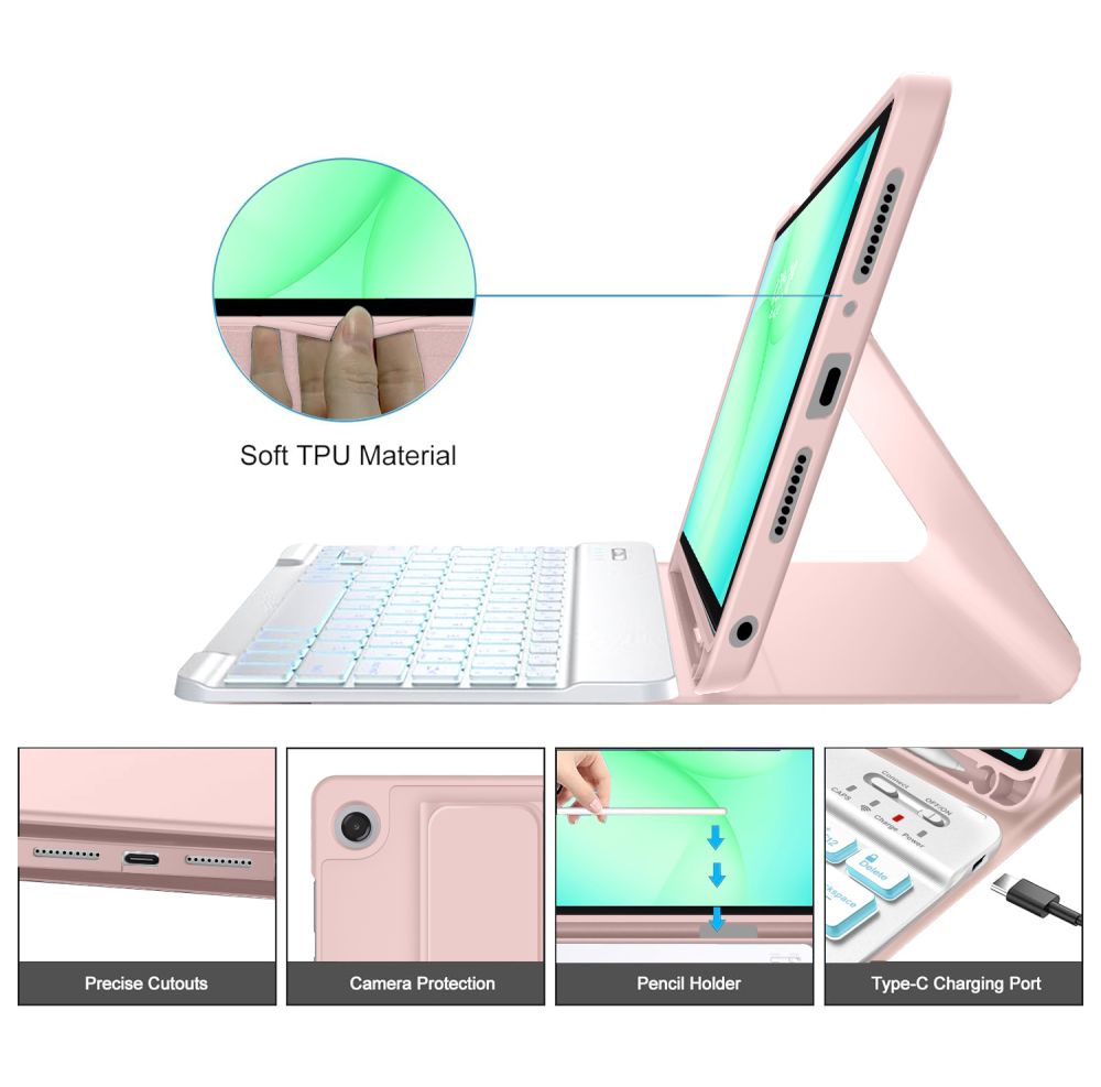 Tech-Protect Tech-Protect Galaxy Tab A11 Plus/A9 Plus Fodral SC Tangentbord Rosa